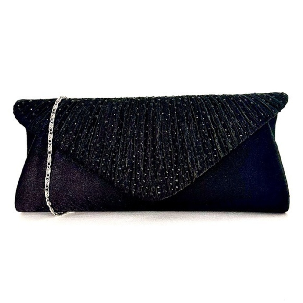Cruise Club‎ Black Satin And Sparkly Stones Evening Bag